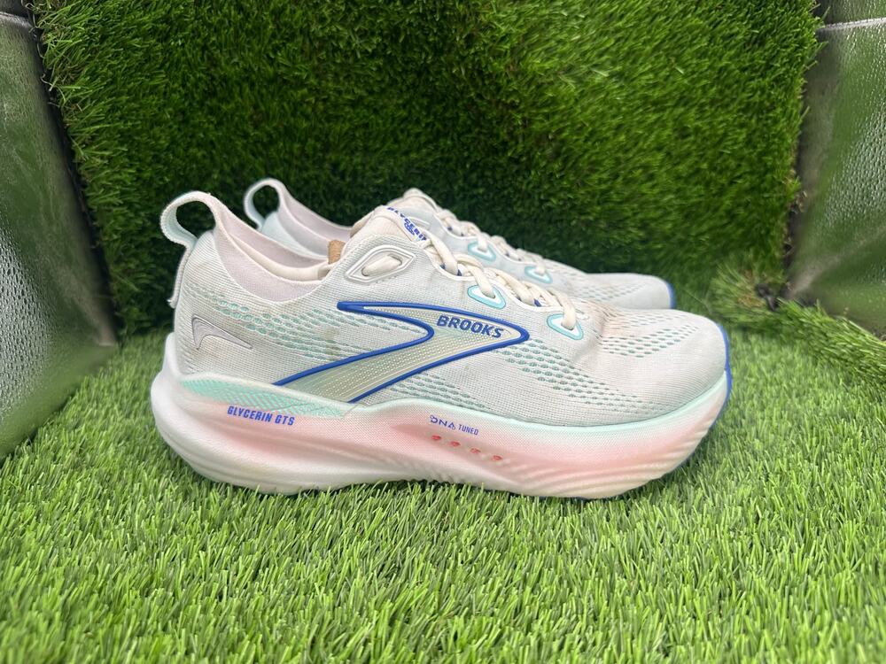 Brooks Glycerin GTS 22 1204351D110 Athletic Sneaker Womens 8D White Jacquard Gym